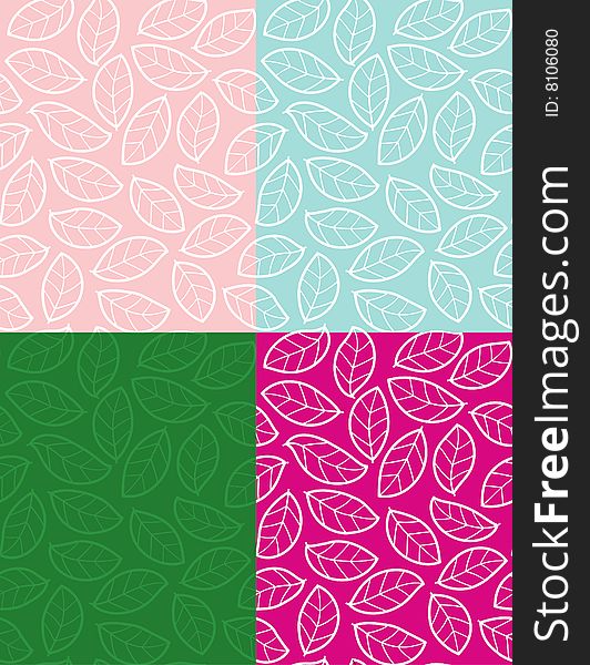 4 colors floral seamless patterns. 4 colors floral seamless patterns