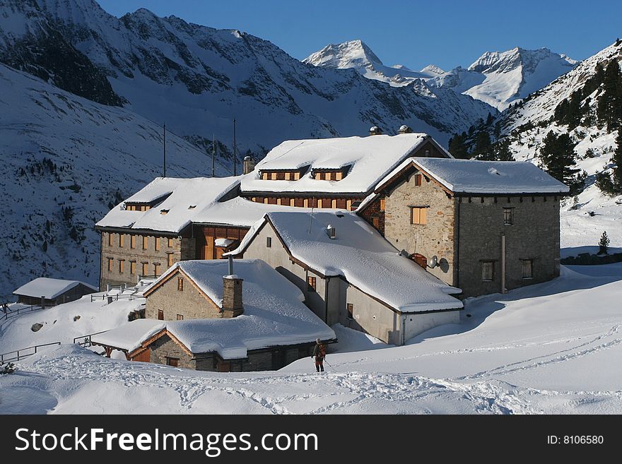 Mountain houses of winter ski resort. Mountain houses of winter ski resort