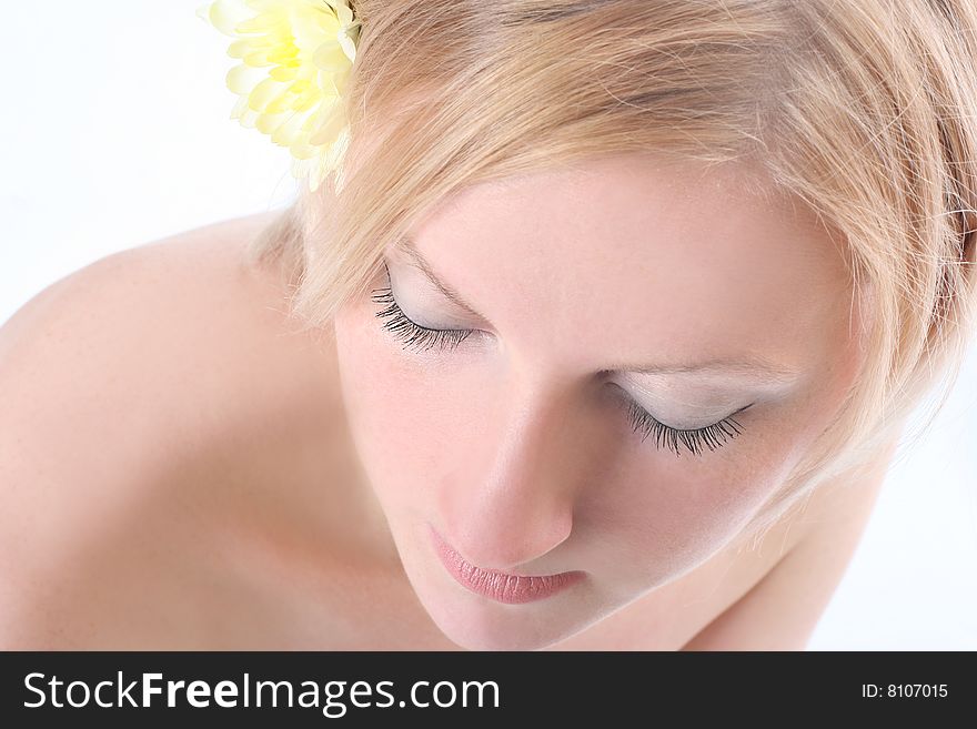 Close-up portrait of beautiful blond girl