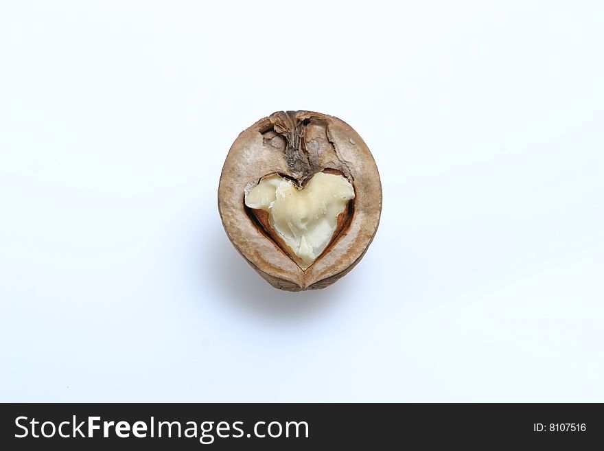 The isolated walnut on the white