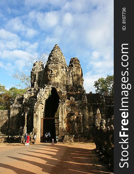 Gate at Angkor in Cambodia. A Unesco world heritage site. Built around the 12th century.