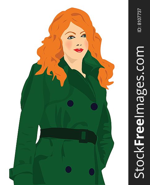 Redhead and green coat style