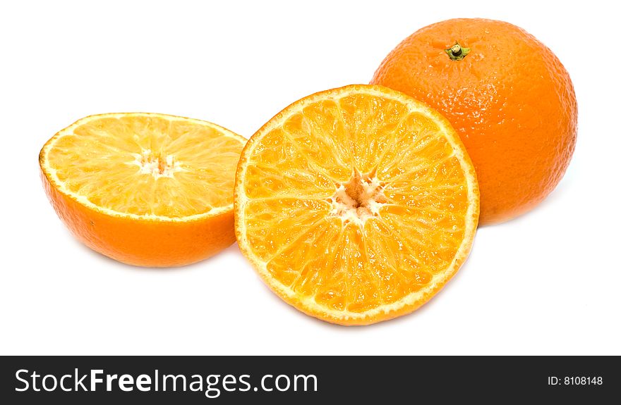 Orange mandarines on a white background. Orange mandarines on a white background