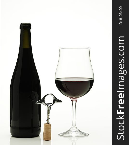 Glass and bottle of red wine