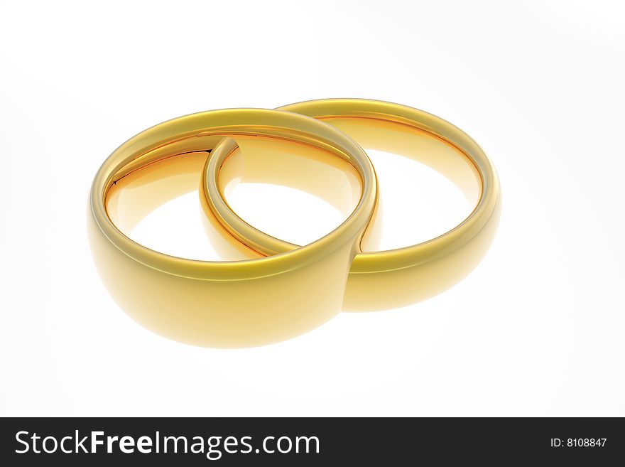 The gold wedding rings, are executed in the 3D-editor. The gold wedding rings, are executed in the 3D-editor