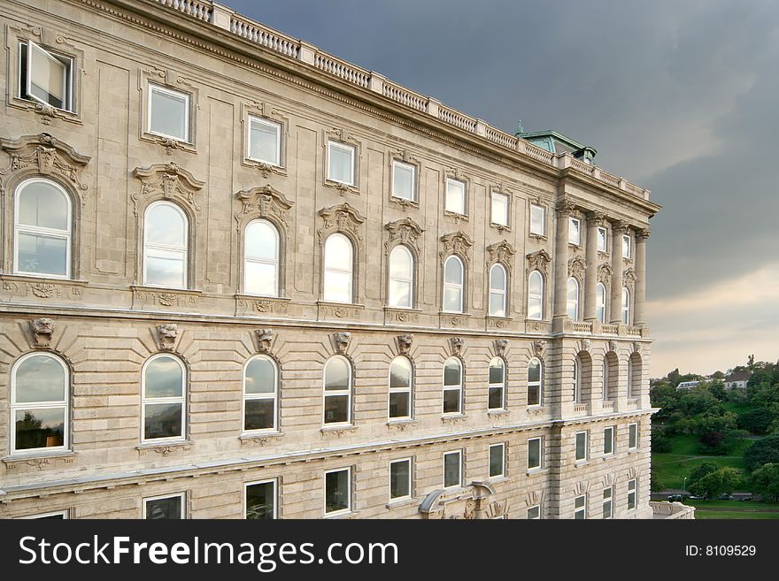 Royal Palace windows at Budapest, Hungary