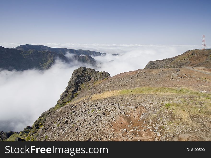 Mountains and clouds at Madeira Island, Portugal