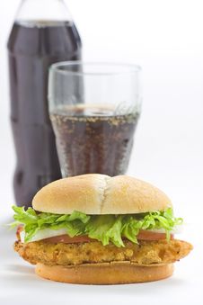 Crisp Chicken Burger Tomato Onion Cheese Lettuce Stock Image