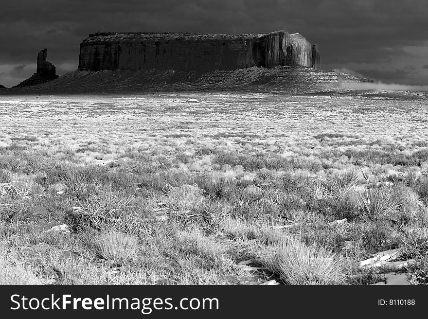 Monument Valley view in black and white