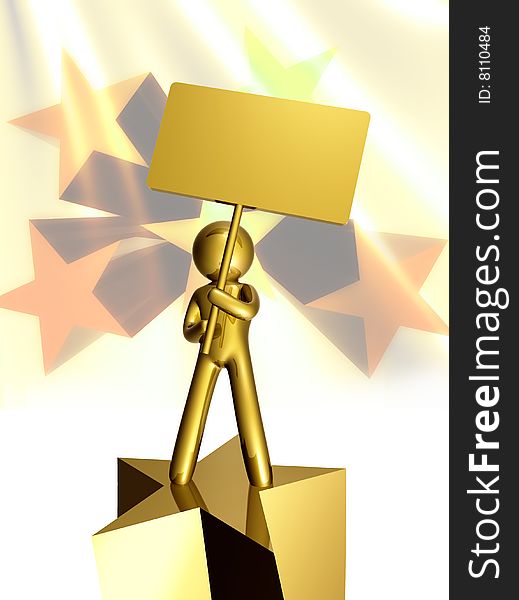 icon figure with blank message board 3d render