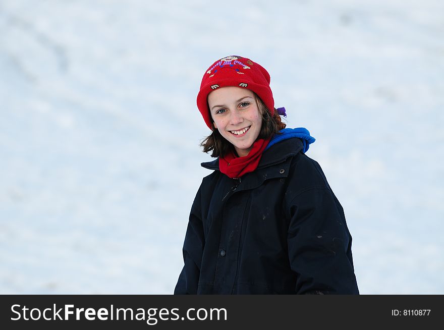 Portrait of pretty girl in the snow. Portrait of pretty girl in the snow