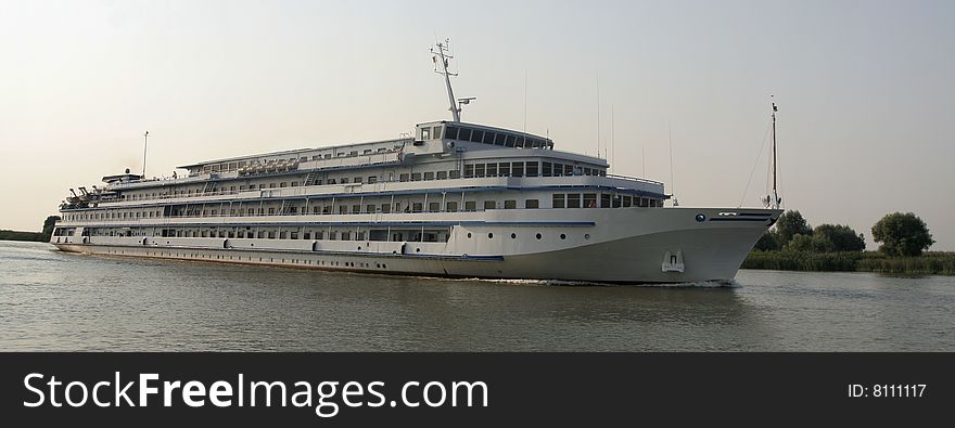 Big Ship on Danube River, Romania, Europe