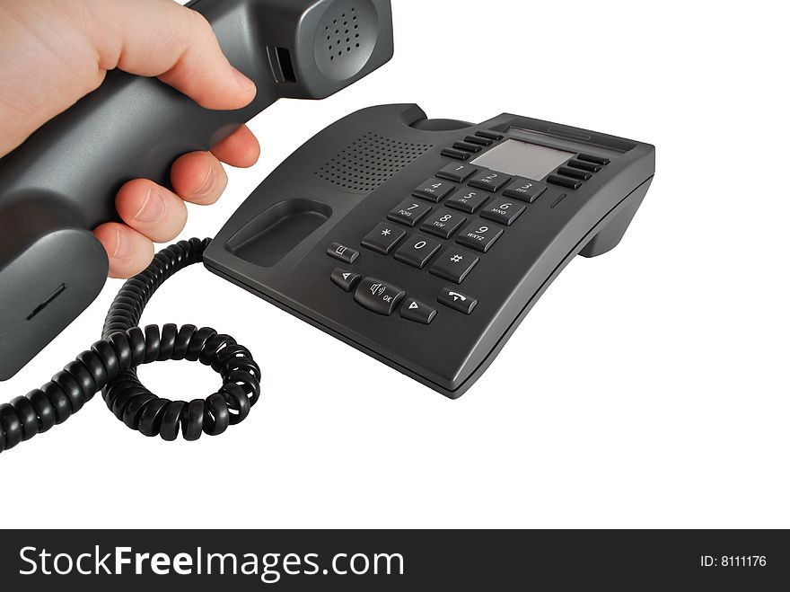 Hand With A Telephone Handset Raised