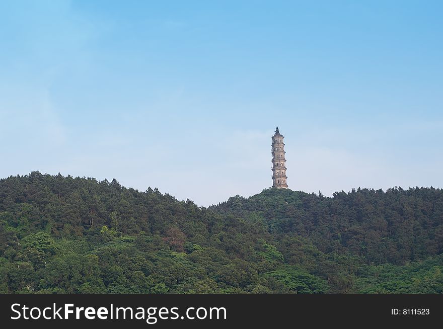 Observating tower on the hill, China, near Hefei