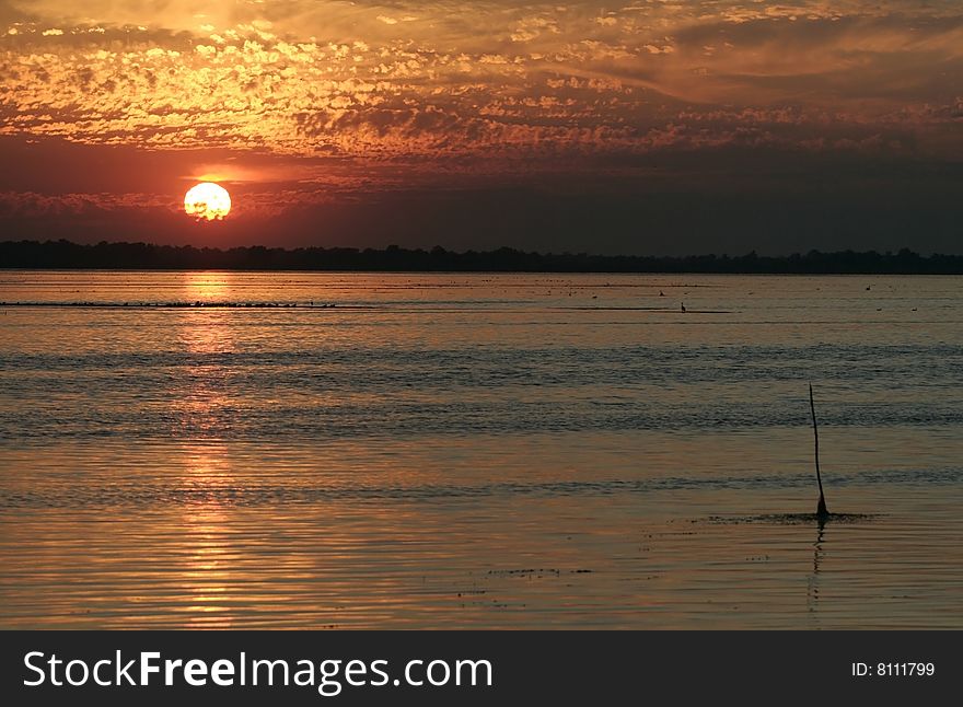 Sunset on Danube Delta, Romania, Europe