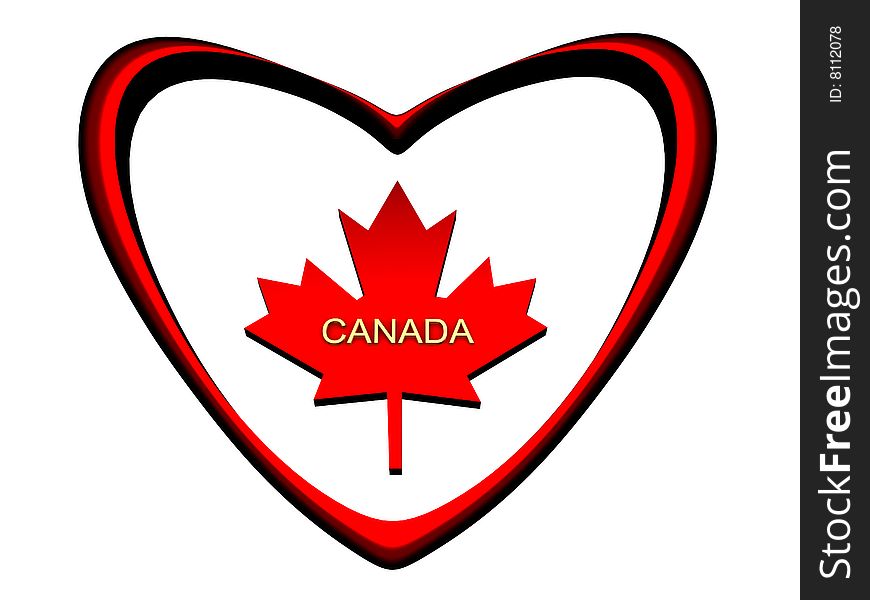 Maple leaf, symbol of Canada, the prisoner in red heart. Maple leaf, symbol of Canada, the prisoner in red heart.