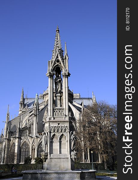 Church building with the blue sky, church tower