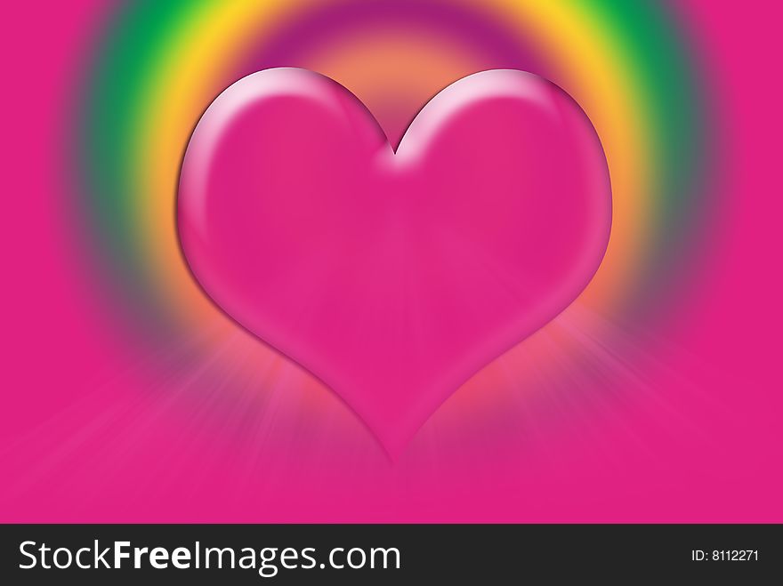 Hot pink heart on a gradient background. Hot pink heart on a gradient background.