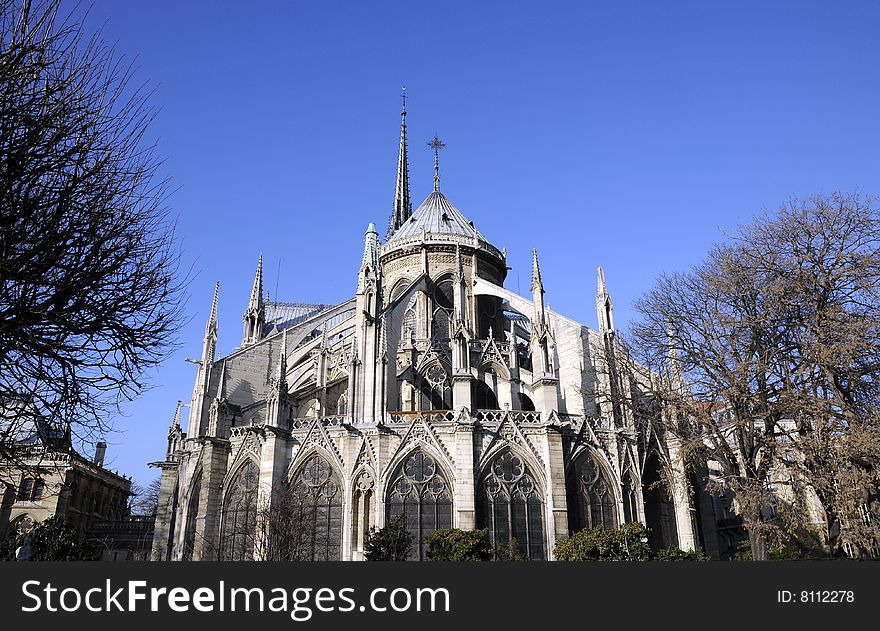 Church building with the blue sky, church tower