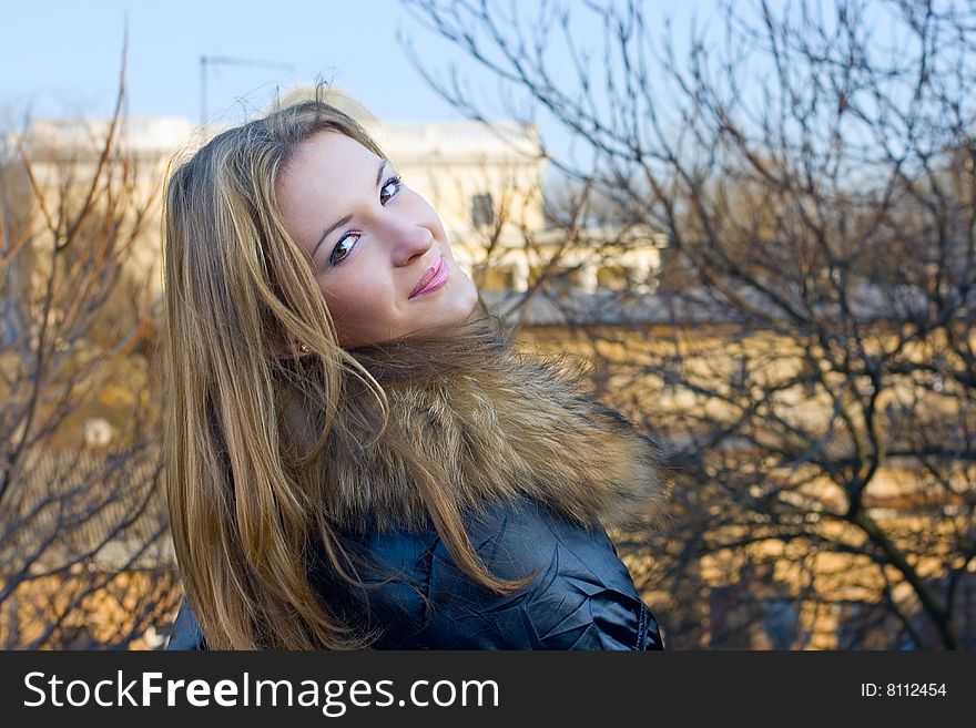 Portrait of cute young girl outdoor