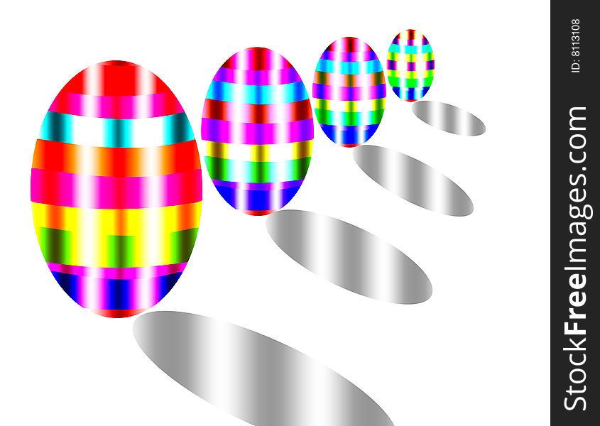 Colors easter eggs on white background