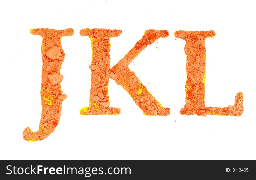 Original alphabet, the crushed orange chalk, letters JKL