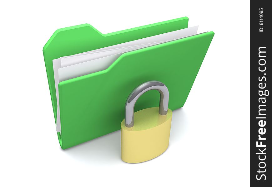 Folder of computer unlock on white background