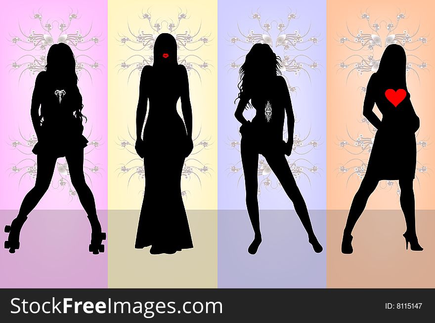 Girls shilouette representation in this graphic illustration.