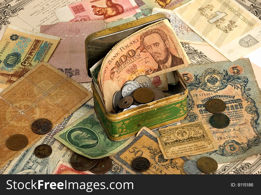 Background with old currency