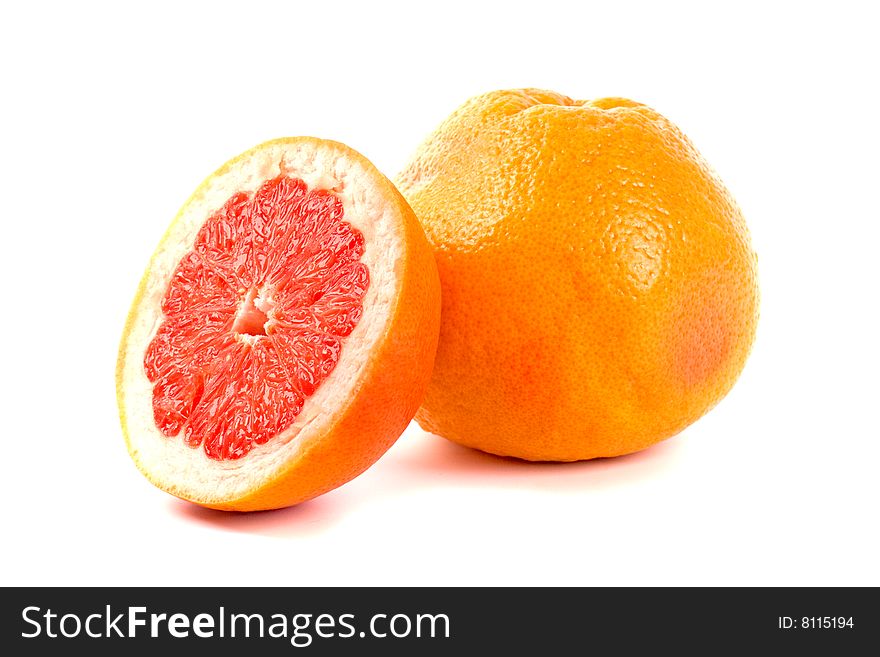 Grapefruits on a white background