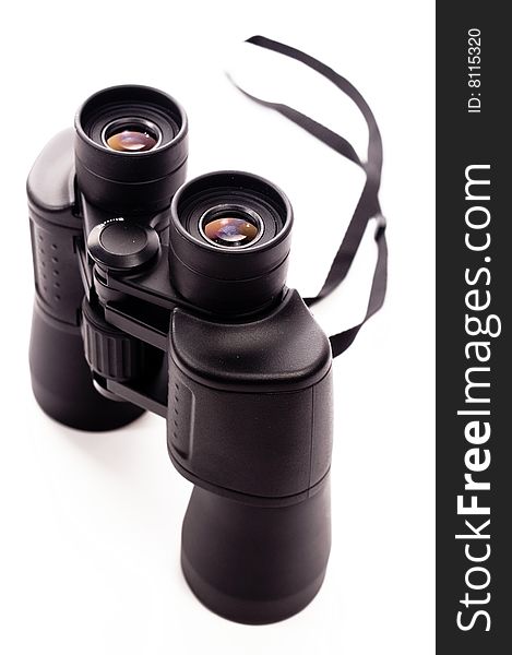 Black binoculars isolated on white