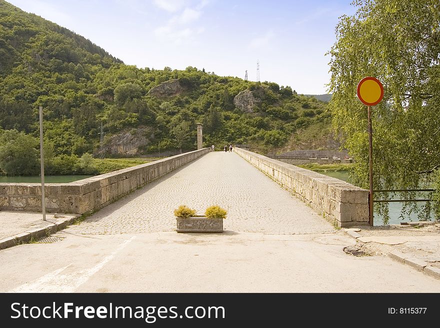 Bridge for walking on river Drina in Visegrad in Bosnia