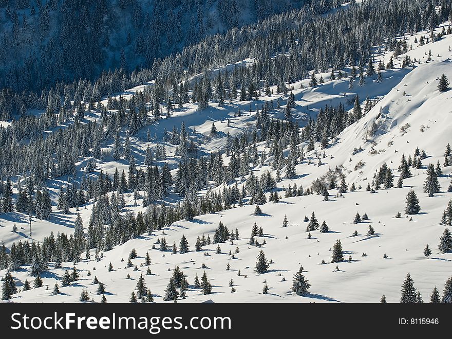 landscape of the winter in french alps