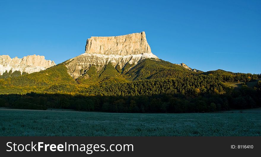 The Aiguille Mount in french alps at autumn. The Aiguille Mount in french alps at autumn