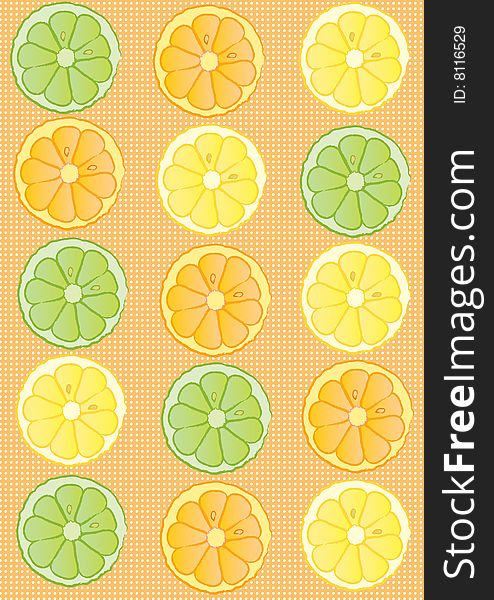 Abstract background with orange, lemon and lime slices. Abstract background with orange, lemon and lime slices