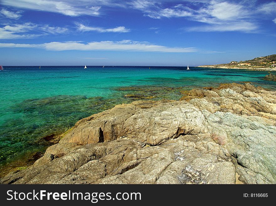 blue water in Corsica island. blue water in Corsica island