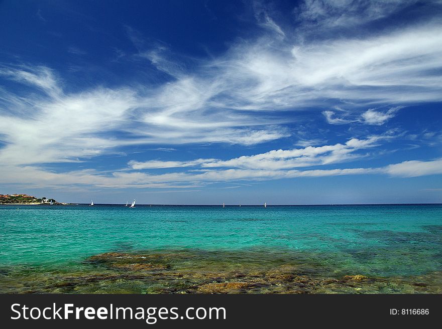 blue water in Corsica island. blue water in Corsica island