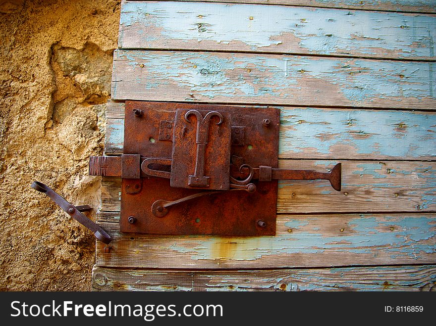 lock on a old door (Corsica). lock on a old door (Corsica)