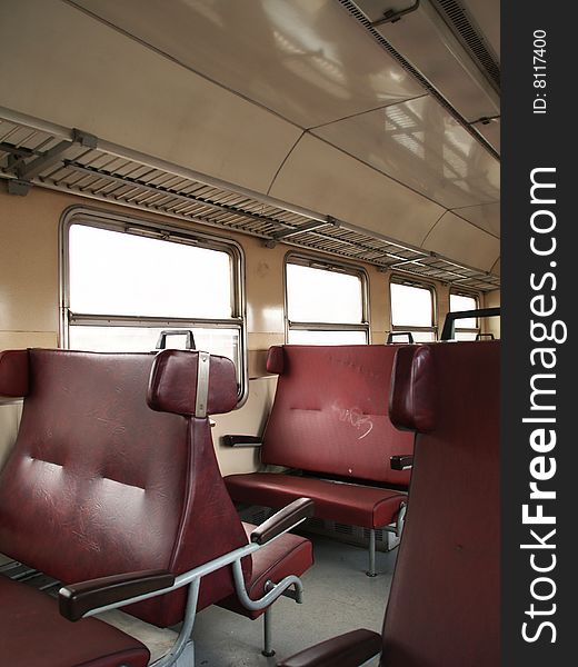 Interior of common train carriage. Interior of common train carriage