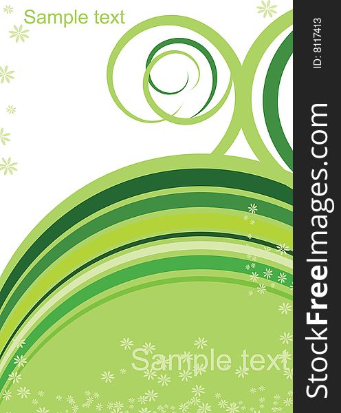 Decorative green flourishes background with space for text. Decorative green flourishes background with space for text