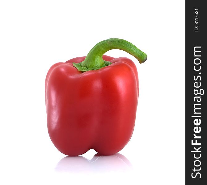 Red sweet pepper isolated on a white background