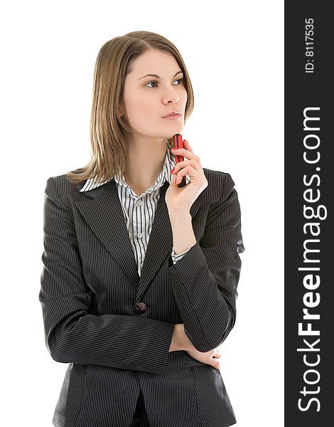 Young Business Woman With A Mobile Phone.