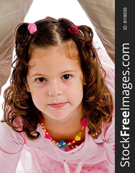 Adorable little girl posing isolated with white background