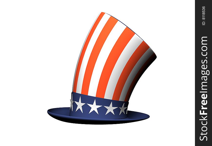 Cartoon Hat with American flag isolated on white background