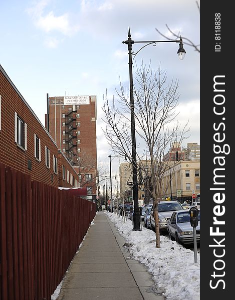 A street in south side Chicago in winter 1