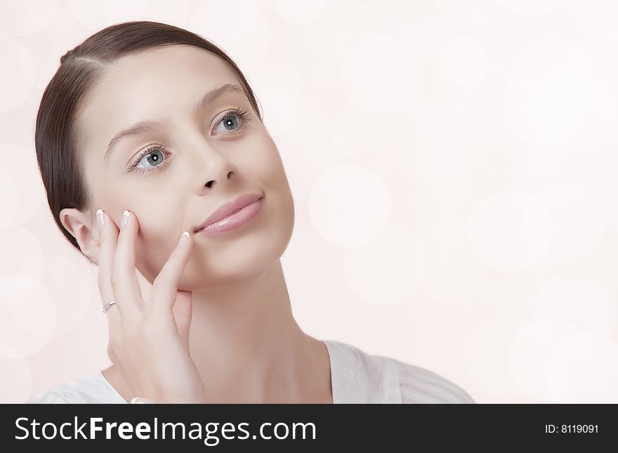 Portrait of young beautiful woman on pink background. Portrait of young beautiful woman on pink background