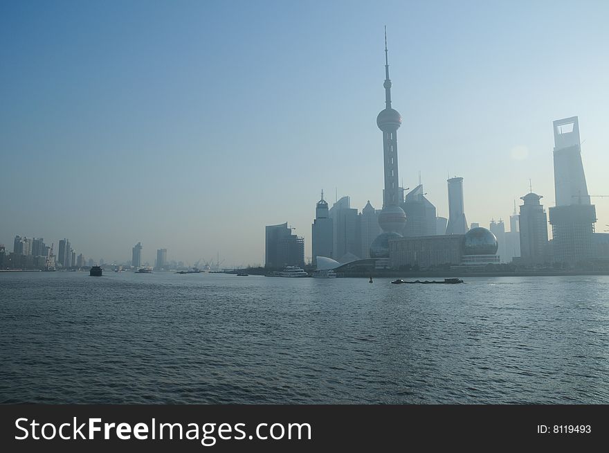 The skyline of the city of Shanghai. The skyline of the city of Shanghai