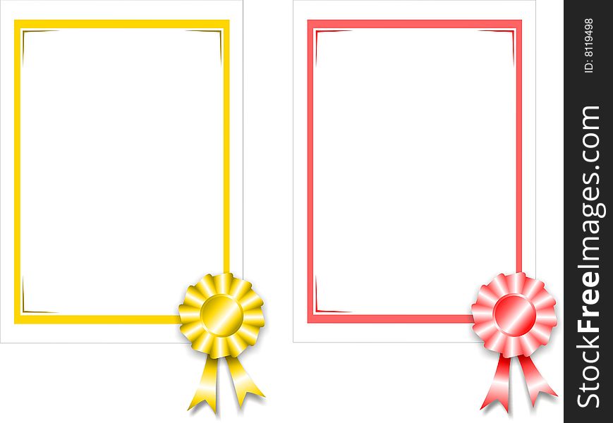Gold and red frameworks for official registration of papers