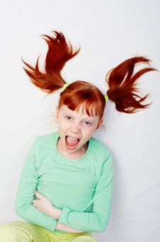 The Girl Loudly Shouts. Stock Images