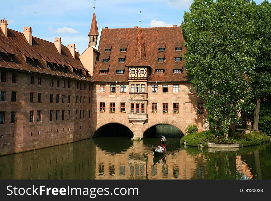 A river in Nuremberg city center ,Germany.